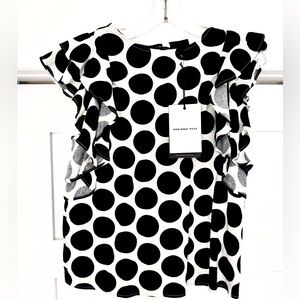 Who What Wear Monochrome Polka Dot Blouse